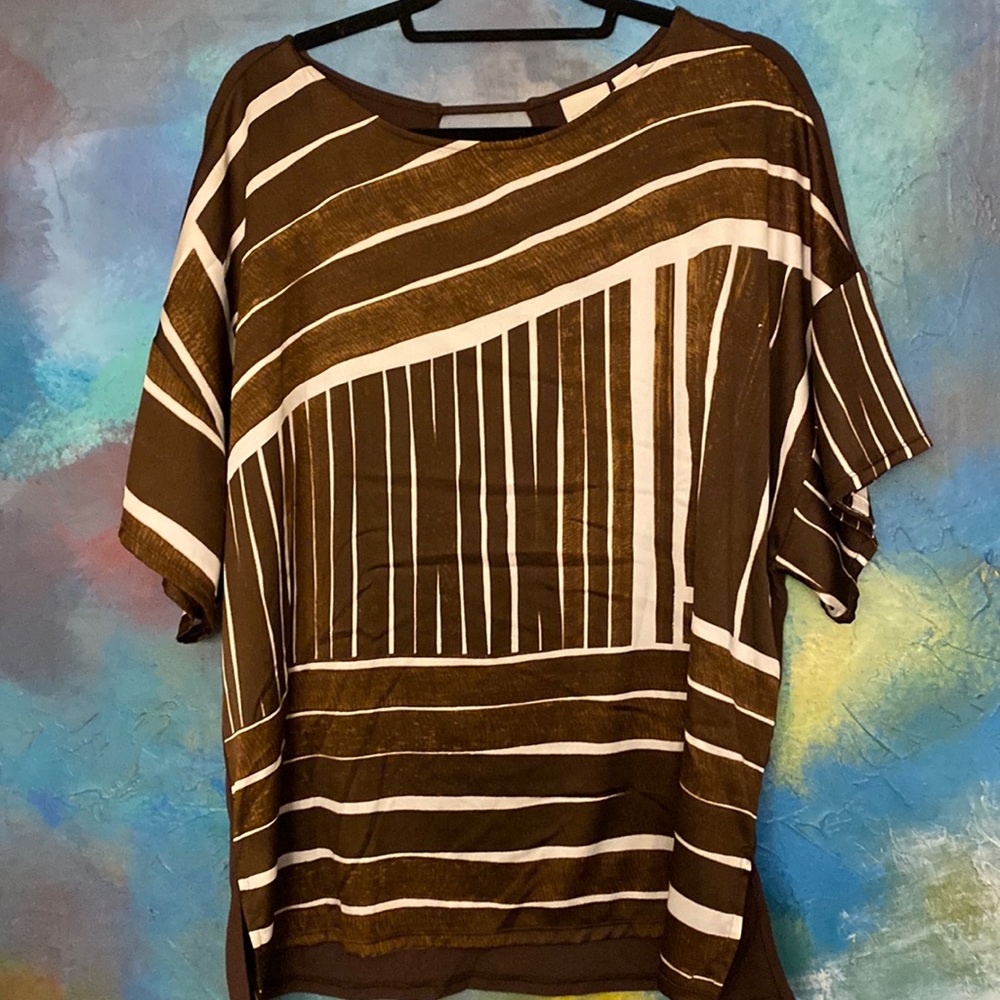 Chico’s brown striped blouse sz 2